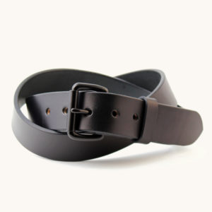 Handmade black leather belt for men
