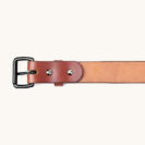 Outside brown leather belt