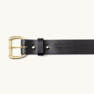 Black leather belt with solid brass buckle