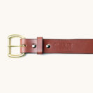 Brown leather belt with solid brass buckle